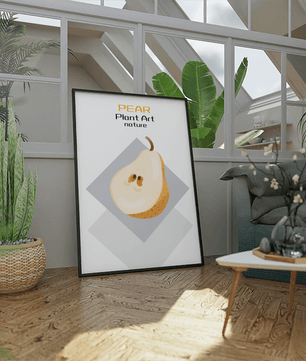 Pear illustration with modern minimalistic design and soft color palette - Mi tienda
