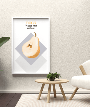 Pear illustration with modern minimalistic design and soft color palette - Mi tienda