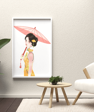 Japanese Geisha Wall Art | Oriental Minimalist Poster | Traditional Asian Decor Print - Mi tienda