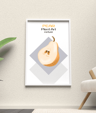 Pear illustration with modern minimalistic design and soft color palette - Mi tienda