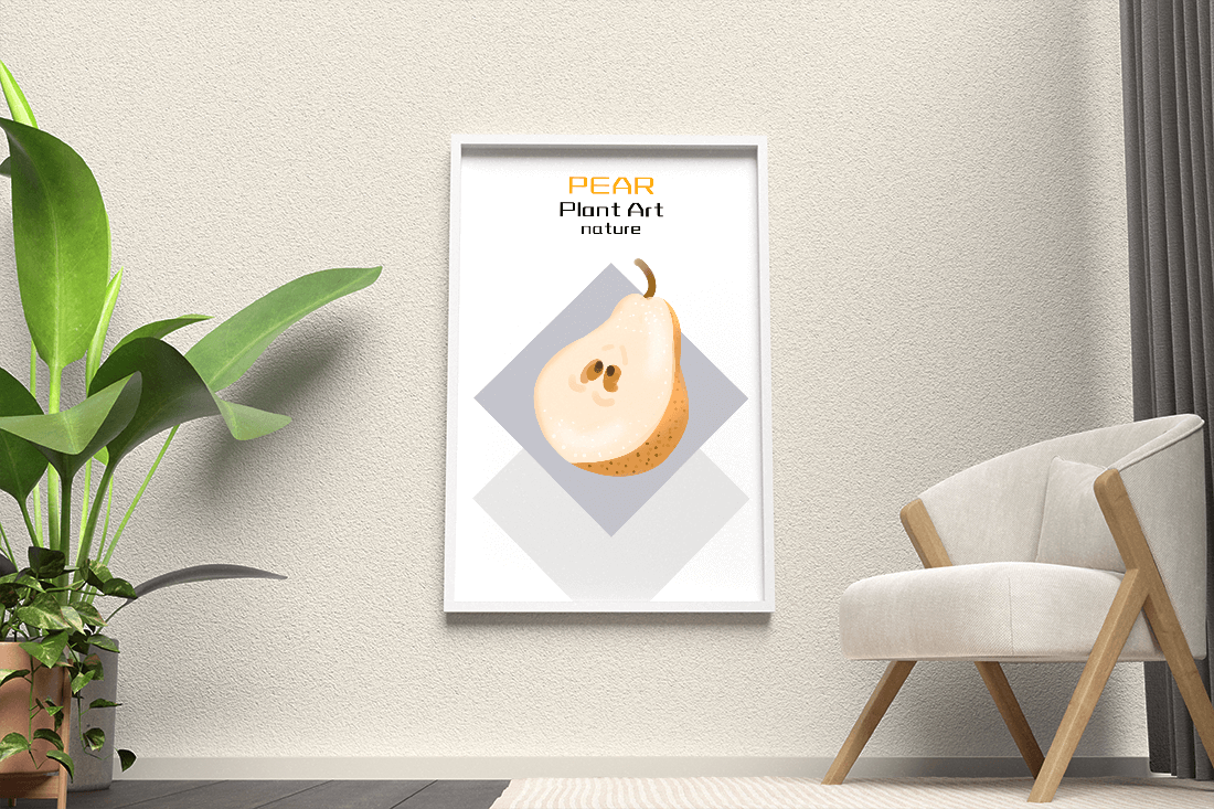 Pear illustration with modern minimalistic design and soft color palette - Mi tienda