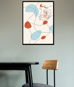 Minimalist abstract face line art with modern organic shapes in soft pastel tones - Mi tienda