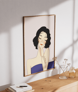 Minimalist modern wall art poster of a stylish woman in glasses | Elegant fashion illustration for home decor - Mi tienda