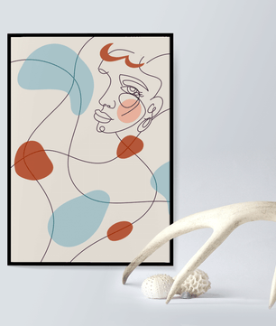 Minimalist abstract face line art with modern organic shapes in soft pastel tones - Mi tienda