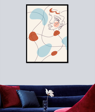 Minimalist abstract face line art with modern organic shapes in soft pastel tones - Mi tienda
