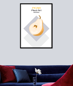 Pear illustration with modern minimalistic design and soft color palette - Mi tienda