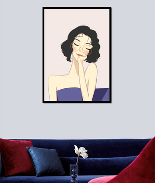 Minimalist modern wall art poster of a stylish woman in glasses | Elegant fashion illustration for home decor - Mi tienda