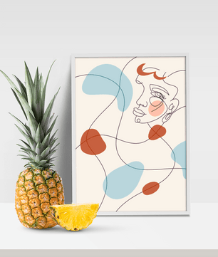 Minimalist abstract face line art with modern organic shapes in soft pastel tones - Mi tienda