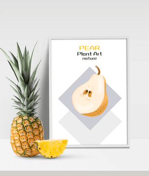 Pear illustration with modern minimalistic design and soft color palette - Mi tienda