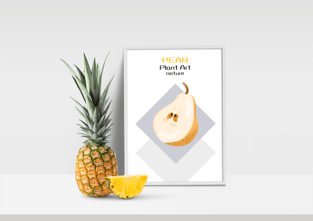 Pear illustration with modern minimalistic design and soft color palette - Mi tienda