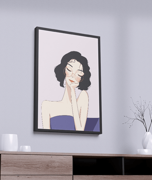 Minimalist modern wall art poster of a stylish woman in glasses | Elegant fashion illustration for home decor - Mi tienda