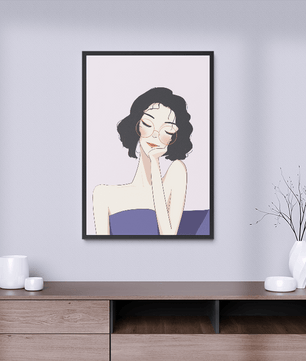 Minimalist modern wall art poster of a stylish woman in glasses | Elegant fashion illustration for home decor - Mi tienda