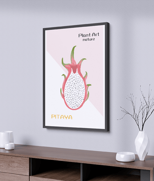 Dragon fruit illustration with modern minimalistic design and pastel background - Mi tienda