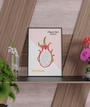 Dragon fruit illustration with modern minimalistic design and pastel background - Mi tienda