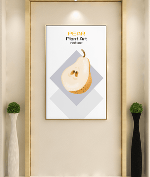 Pear illustration with modern minimalistic design and soft color palette - Mi tienda