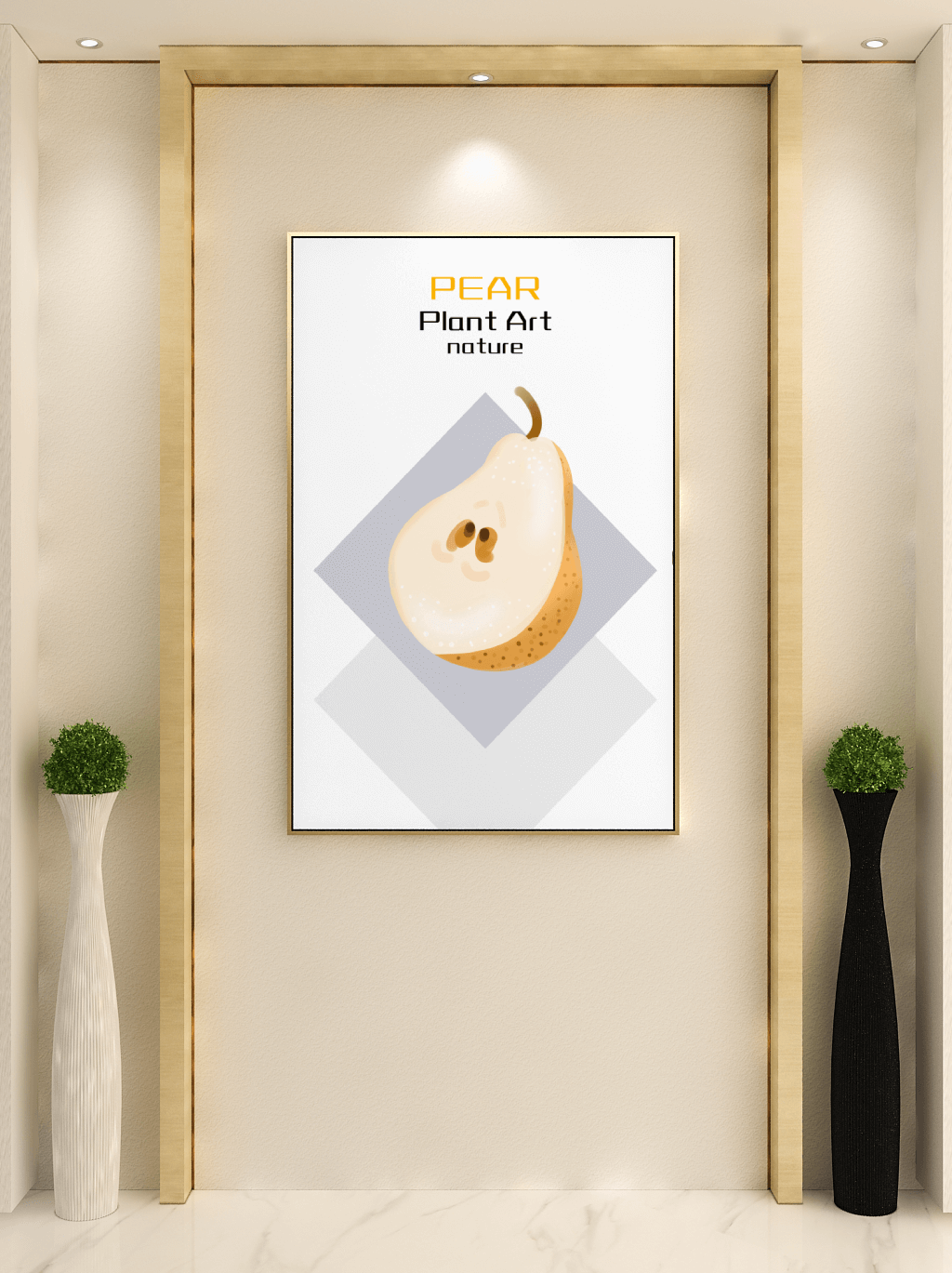 Pear illustration with modern minimalistic design and soft color palette - Mi tienda