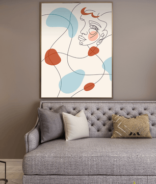 Minimalist abstract face line art with modern organic shapes in soft pastel tones - Mi tienda