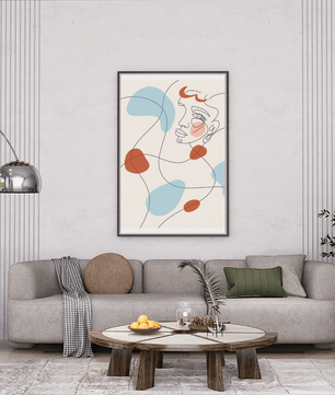 Minimalist abstract face line art with modern organic shapes in soft pastel tones - Mi tienda