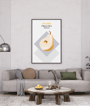 Pear illustration with modern minimalistic design and soft color palette - Mi tienda