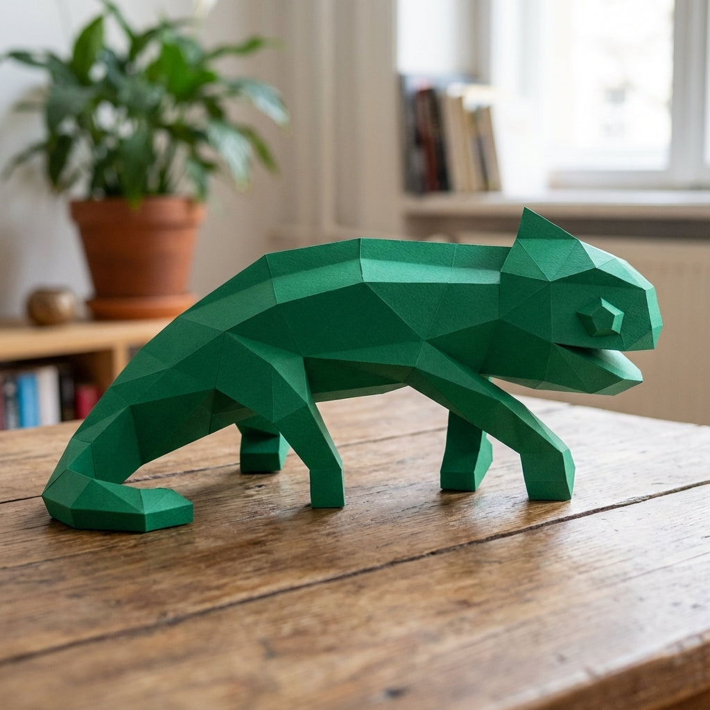 Chameleon Paper Sculpture - 34cm Large Lizard Decor - Low Poly Geometric Animal - 3D Papercraft Art - Modern Office Desk Decor - Reptile Gift - Mi tienda