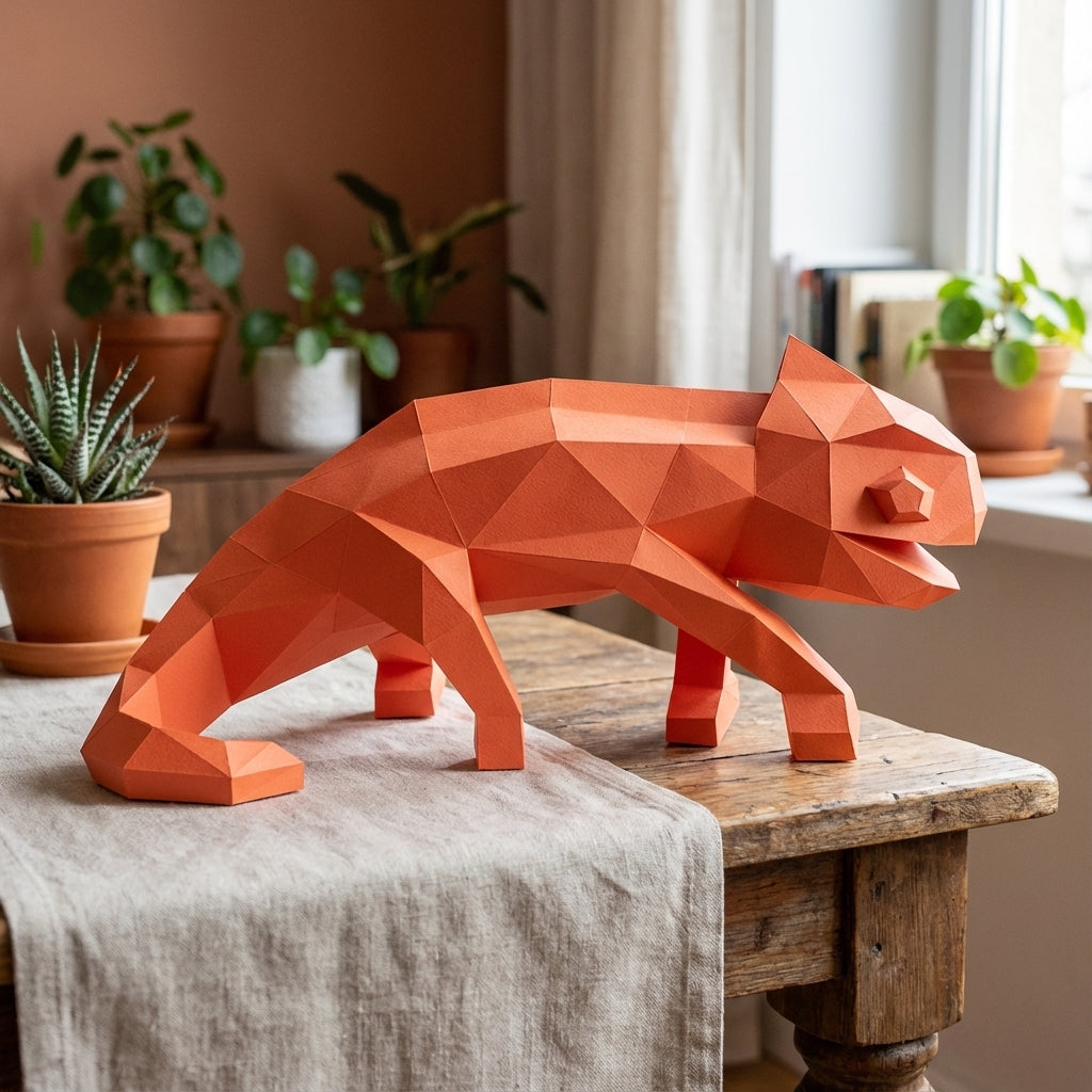 Chameleon Paper Sculpture - 34cm Large Lizard Decor - Low Poly Geometric Animal - 3D Papercraft Art - Modern Office Desk Decor - Reptile Gift - Mi tienda