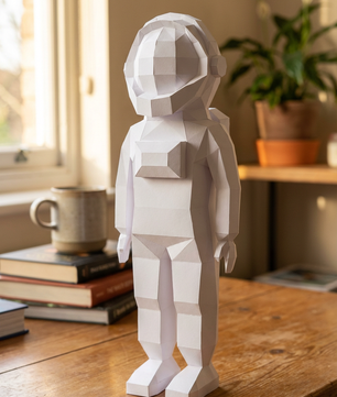 3D polygonal paper astronaut figure for assembly 51 x 18 x 14 – decorative papercraft DIY kit, modern geometric sculpture for table or shelf - Mi tienda