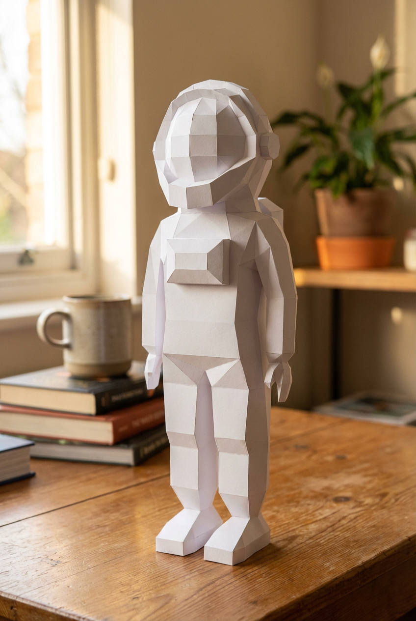 3D polygonal paper astronaut figure for assembly 51 x 18 x 14 – decorative papercraft DIY kit, modern geometric sculpture for table or shelf - Mi tienda