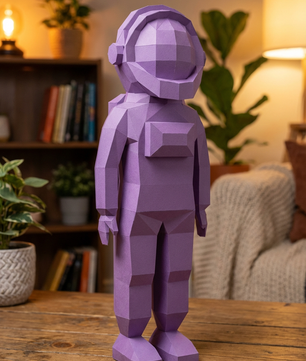 3D polygonal paper astronaut figure for assembly 51 x 18 x 14 – decorative papercraft DIY kit, modern geometric sculpture for table or shelf - Mi tienda
