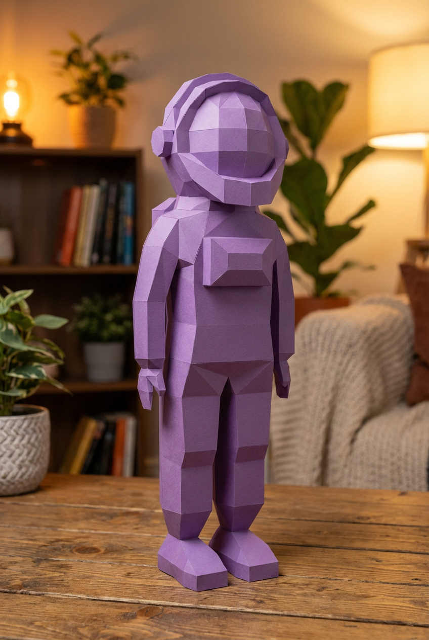 3D polygonal paper astronaut figure for assembly 51 x 18 x 14 – decorative papercraft DIY kit, modern geometric sculpture for table or shelf - Mi tienda
