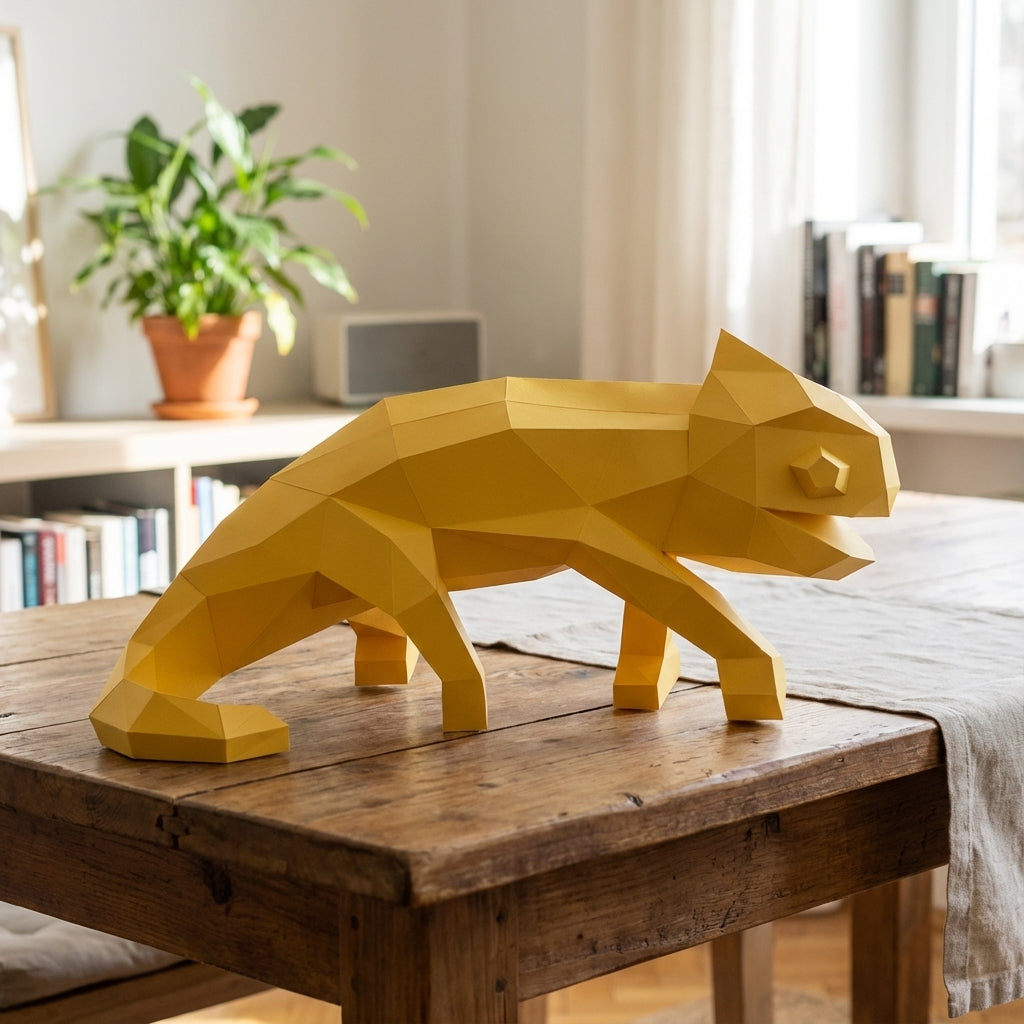 Chameleon Paper Sculpture - 34cm Large Lizard Decor - Low Poly Geometric Animal - 3D Papercraft Art - Modern Office Desk Decor - Reptile Gift - Mi tienda