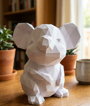 3D polygonal paper mouse for assembly 25 x 30 x 24 – decorative papercraft DIY kit, modern cardboard sculpture, geometric home decoration - Mi tienda