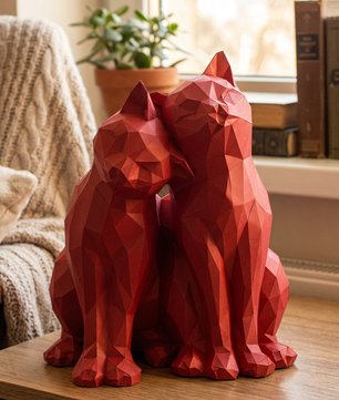 Figura constructor gatos poligonales de papel, manualidad 3D para montar 35x29x26 — PaperCraft DIY, figura de cartón para decoración del hogar