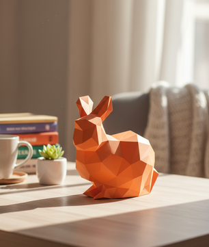 Figura constructor conejo poligonal de papel, manualidad 3D para montar 24X24X19 — PaperCraft DIY, figura de cartón para decoración del hogar