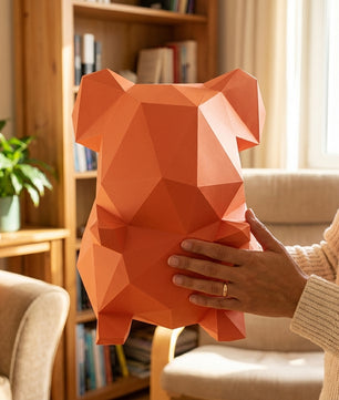 Own polygonal hamster papercraft – 3D modern geometric sculpture, 44 ready-to-fold pieces, size 30x26x20 cm, creative paper animal decor for any space - Mi tienda