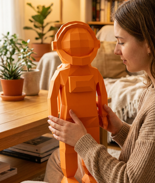 3D polygonal paper astronaut figure for assembly 51 x 18 x 14 – decorative papercraft DIY kit, modern geometric sculpture for table or shelf - Mi tienda