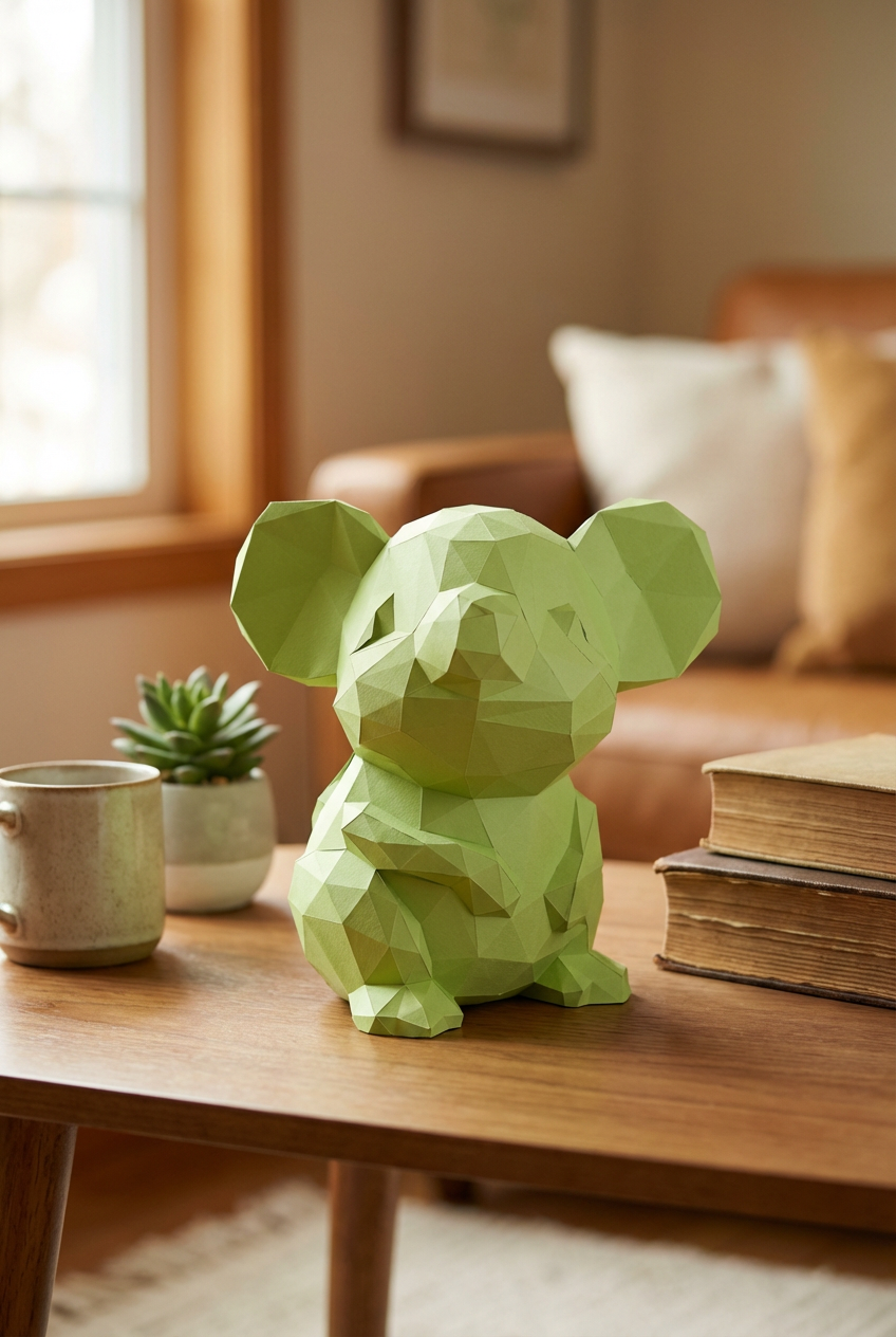 3D polygonal paper mouse for assembly 25 x 30 x 24 – decorative papercraft DIY kit, modern cardboard sculpture, geometric home decoration - Mi tienda