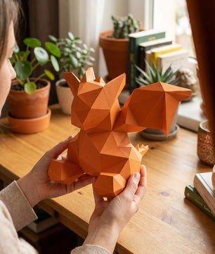 3D small polygonal paper dragon for assembly 23 x 29 x 29 – papercraft DIY kit, modern cardboard sculpture, creative geometric home decoration - Mi tienda