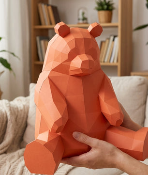 Polygonal panda papercraft, 3d geometric sculpture, 61-piece diy paper kit, 32x35x35 cm, modern handmade decor for home or office - Mi tienda