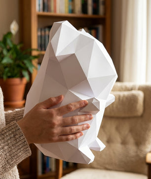 Own polygonal hamster papercraft – 3D modern geometric sculpture, 44 ready-to-fold pieces, size 30x26x20 cm, creative paper animal decor for any space - Mi tienda