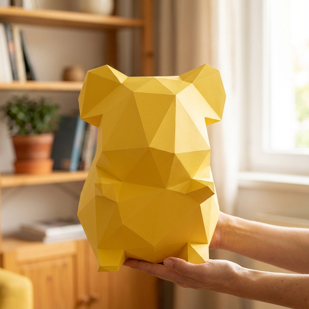 Own polygonal hamster papercraft – 3D modern geometric sculpture, 44 ready-to-fold pieces, size 30x26x20 cm, creative paper animal decor for any space - Mi tienda