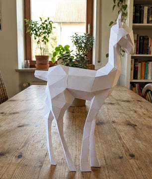 Kit DIY de papel poligonal papercraft 3D de cervatillo, 70x43x11 cm, 72 piezas – Ciervo de cartón geométrico, figura animal creativa para decoración de pared de habitación infantil