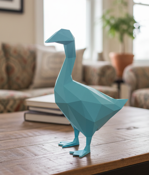 Figura constructor ganso poligonal de papel, manualidad 3D para montar 14x32x23 — PaperCraft DIY