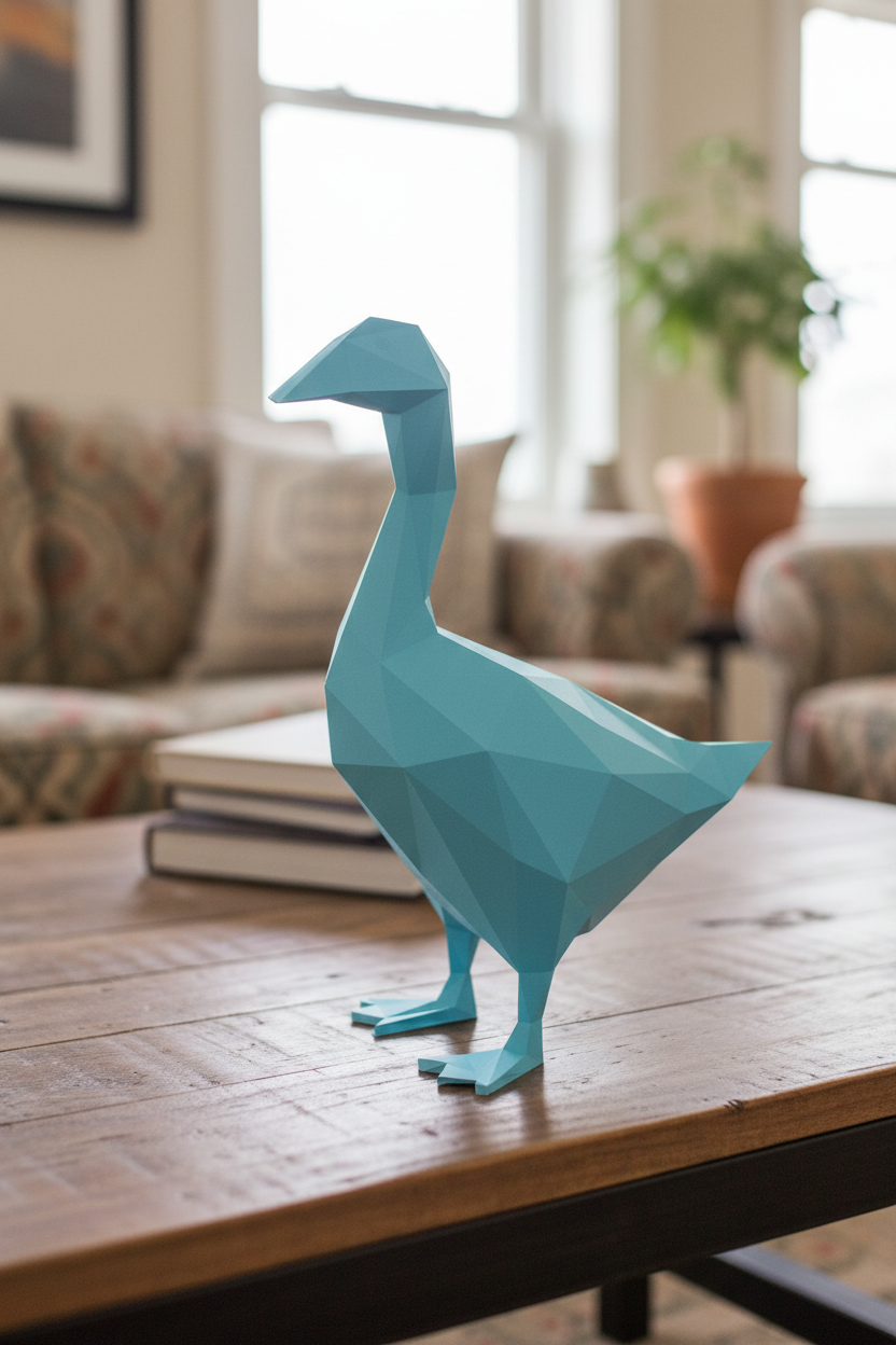 Figura constructor ganso poligonal de papel, manualidad 3D para montar 14x32x23 — PaperCraft DIY