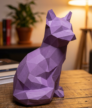 Fox polygonal paper figure for assembly 20 x 16 x 28 – papercraft DIY kit, modern cardboard sculpture, creative geometric home decoration - Mi tienda