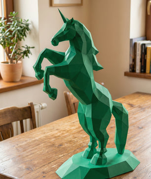 BIG Unicorn polygonal paper figure for assembly ONE meter – papercraft DIY craft, sculptural cardboard unicorn for modern home decoration - Mi tienda