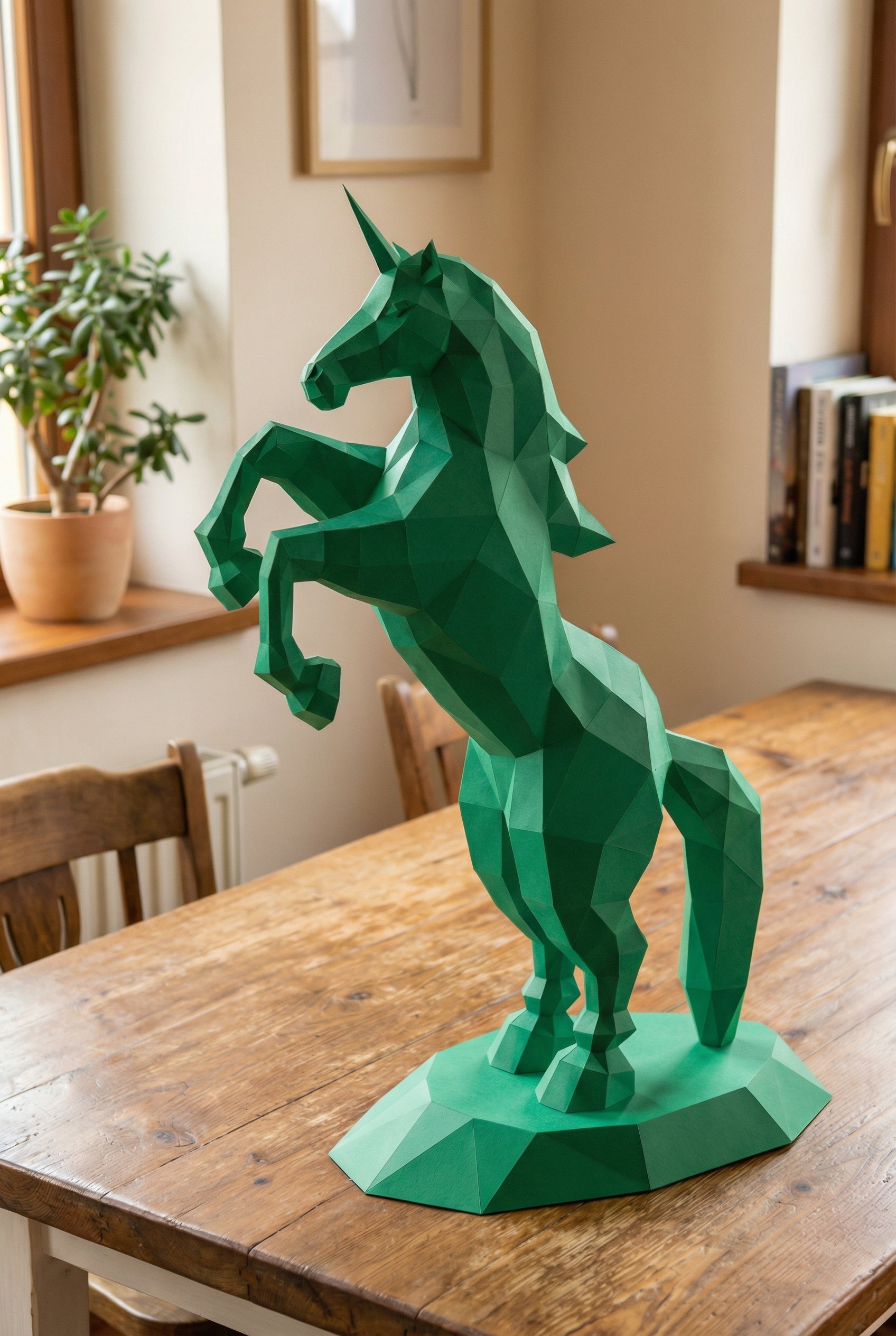 BIG Unicorn polygonal paper figure for assembly ONE meter – papercraft DIY craft, sculptural cardboard unicorn for modern home decoration - Mi tienda