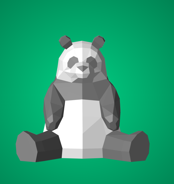 Polygonal panda papercraft, 3d geometric sculpture, 61-piece diy paper kit, 32x35x35 cm, modern handmade decor for home or office - Mi tienda