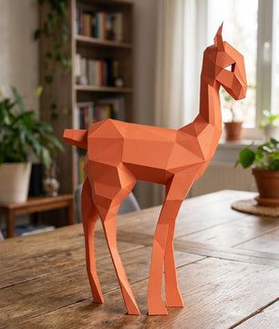 Kit DIY de papel poligonal papercraft 3D de cervatillo, 70x43x11 cm, 72 piezas – Ciervo de cartón geométrico, figura animal creativa para decoración de pared de habitación infantil