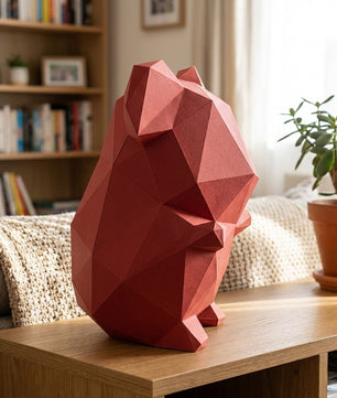 Own polygonal hamster papercraft – 3D modern geometric sculpture, 44 ready-to-fold pieces, size 30x26x20 cm, creative paper animal decor for any space - Mi tienda