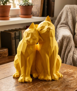 Figura constructor gatos poligonales de papel, manualidad 3D para montar 35x29x26 — PaperCraft DIY, figura de cartón para decoración del hogar